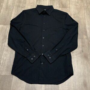 Mens Express Extra Slim 1MX Black Button Up Minimalist Shirt